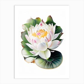 White Lotus Decoupage 1 Art Print
