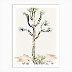Herbert S Joshua Tree Minimilist Watercolour  (3) Art Print