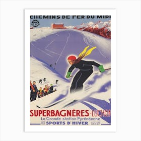 Superbagneres France Vintage Ski Poster Art Print