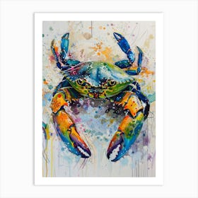 Crab Colourful Watercolour 1 Art Print