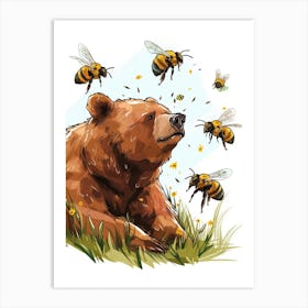 Colletidae Bee Storybook Illustration 3 Art Print