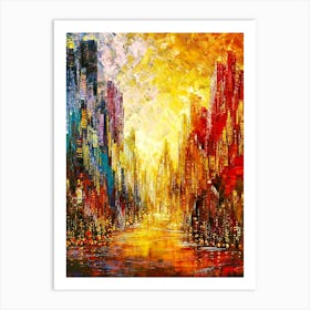 Cityscape At Sunset By Person Art Print