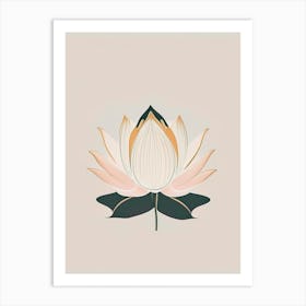 Blooming Lotus Flower In Lake Retro Minimal 7 Art Print