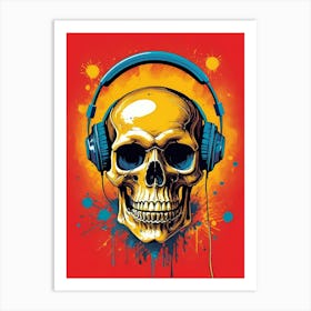 Skull With Headphones Pop Art (10) Art Print