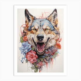 Wolf Flower Art Print