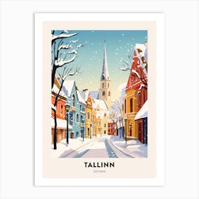 Vintage Winter Travel Poster Tallinn Estonia 4 Art Print