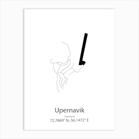 Upernavik,Greenland Minimalist Map Art Print