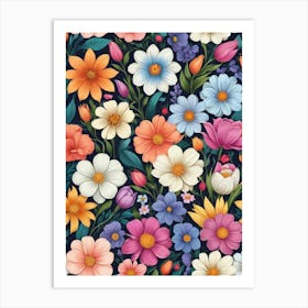 Floral Seamless Pattern 1 Art Print