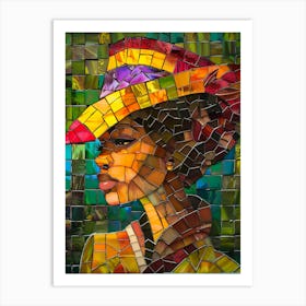 Mosaic Woman In Hat Art Print