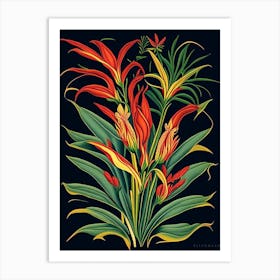 Heliconia 3 Floral Botanical Vintage Poster Flower Art Print
