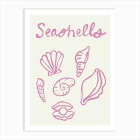 Seashell Doodles, Seashell Line Art, Minimalism Seashell Design 1 Art Print