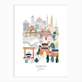 Tokyo Japan 2 Gouache Travel Illustration Art Print