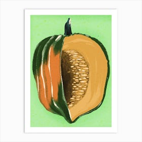 Acorn squash, fruit and vegetables, food, illustration, cooking, wall art Art Print