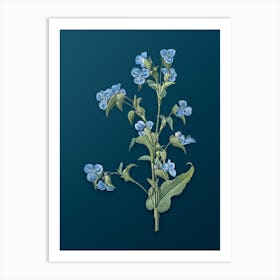 Vintage Commelina Tuberosa Botanical Art on Teal Blue Art Print