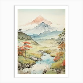 Mount Gassan In Yamagata,, Ukiyo E Drawing 3 Art Print