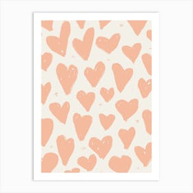 Hearts Pattern 1 Peach Pink Art Print