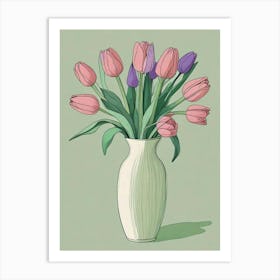 Green Tulips Vase Art (4) Art Print