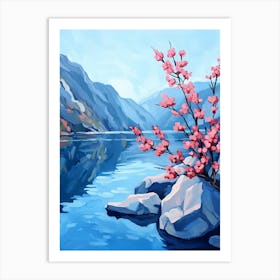 Cherry Blossoms By The Lake 3 Art Print