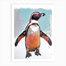 Galapagos Penguin Cuverville Island Colour Block Painting 4 Art Print