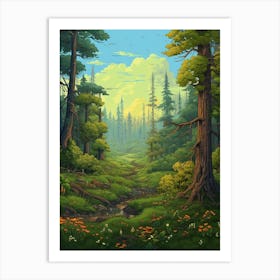 Forest Landscape Pixel Art 1 Art Print