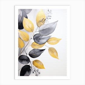 Black And Yellow Leaves Art Print