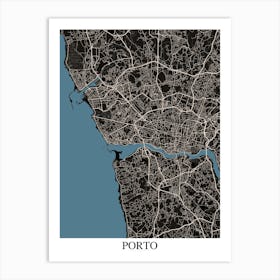 Porto Black Blue Art Print