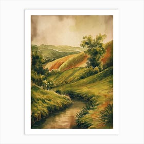 Watercolor Of A Stream Art Print