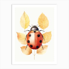 Ladybug Watercolour In Autumn Colours 0 Art Print