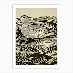 Mallard Duck Linocut Bird Art Print