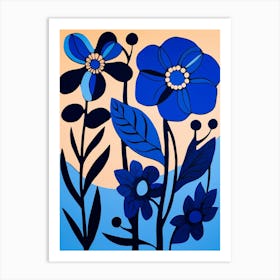 Blue Flower Illustration Black Eyed Susan 1 Art Print