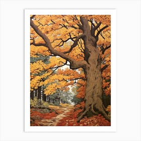 European Hornbeam 1 Vintage Autumn Tree Print  Art Print