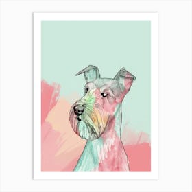 Pastel Kerry Blue Terrier Dog Pastel Line Illustration  1 Art Print