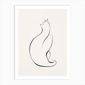 Black And White Ink Cat Line Drawing 6 Art Print