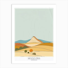Mount Ossa Australia Color Line Drawing 6 Poster Art Print