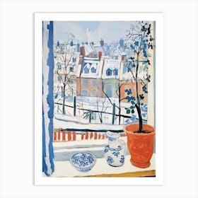 The Windowsill Of Bruges   Belgium Snow Inspired By Matisse 1 Art Print