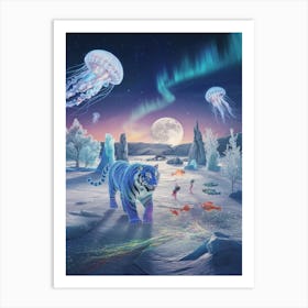 Jellyfish of the Frozen Sky A Dreamlike South Pole Setting Art Print