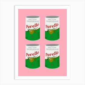 Perello Olives Pattern Pink Kitchen Art Print