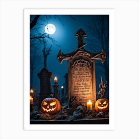 Graveyard At Night 1 Art Print