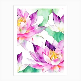 Lotus Flower Pattern Watercolour 7 Art Print