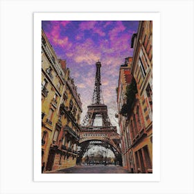 Eiffel Tower And Parisian Avenue Art Print