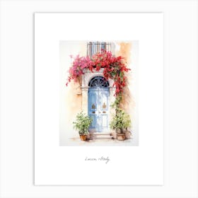 Lecce, Italy   Mediterranean Doors Watercolour Painting 3 Poster Art Print