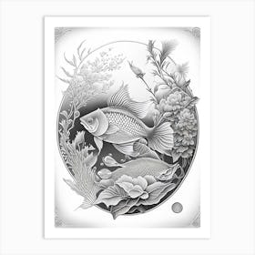 Hikari Utsuri Koi Fish Haeckel Style Illustastration Art Print