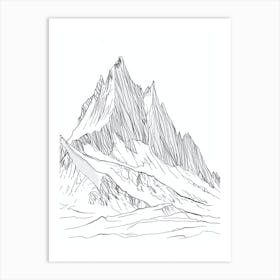 Mount Logan Canada Line Drawing 2 Art Print