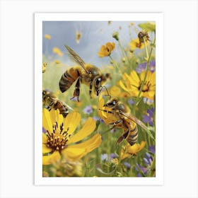 Halictidae Bee Realism Illustration 15 Art Print