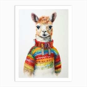 Baby Animal Wearing Sweater Alpaca 1 Art Print