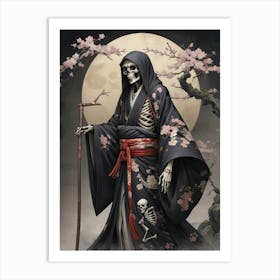 Skeleton In Kimono Art Print