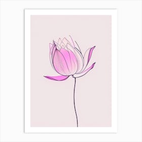 Pink Lotus Minimal Line Drawing 2 Art Print