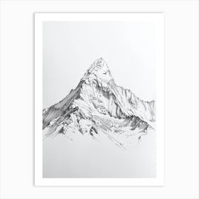 Ama Dablam Nepal Line Drawing 3 Art Print