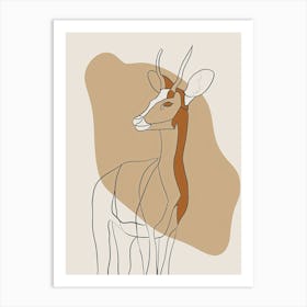 Antelope - Boho, Line Art 5 Art Print