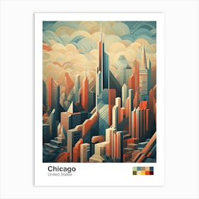 Chicago, Usa, Geometric Illustration 3 Poster Art Print